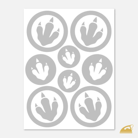 Reflexní nažehlovačky Dinosauří stopy – kreativní Dino sada (8 ks).