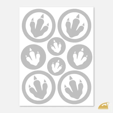 Reflexní nažehlovačky Dinosauří stopy – kreativní Dino sada (8 ks).