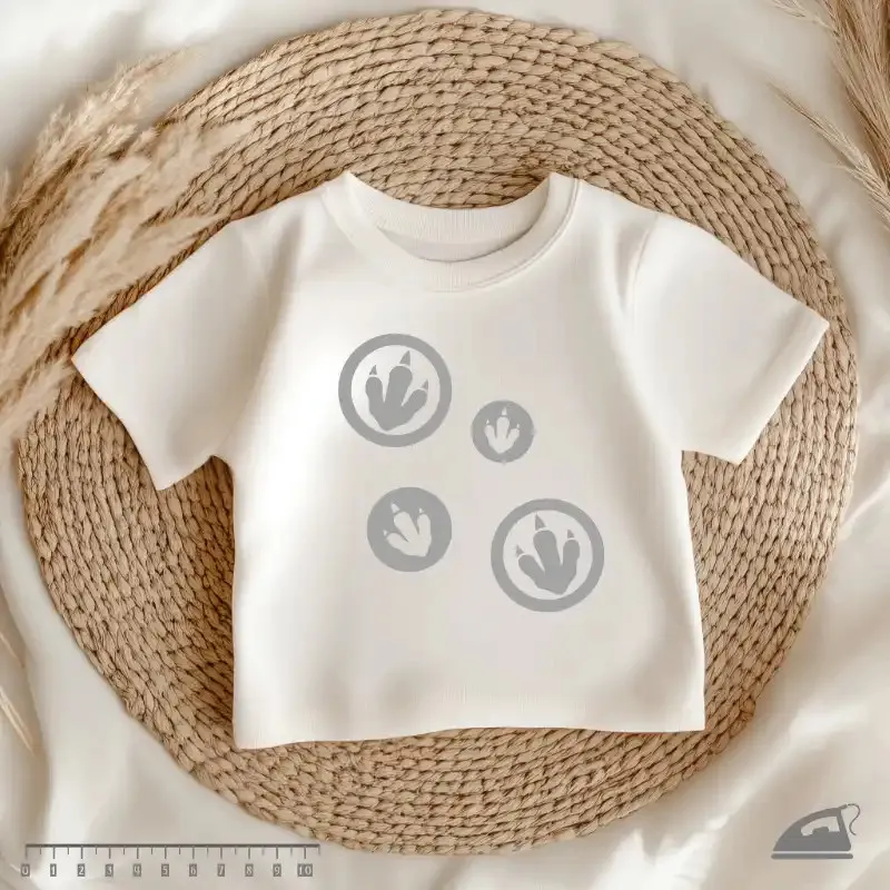 Reflexní nažehlovačky Dinosauří stopy – sada (8 ks) pro děti i dospělé.