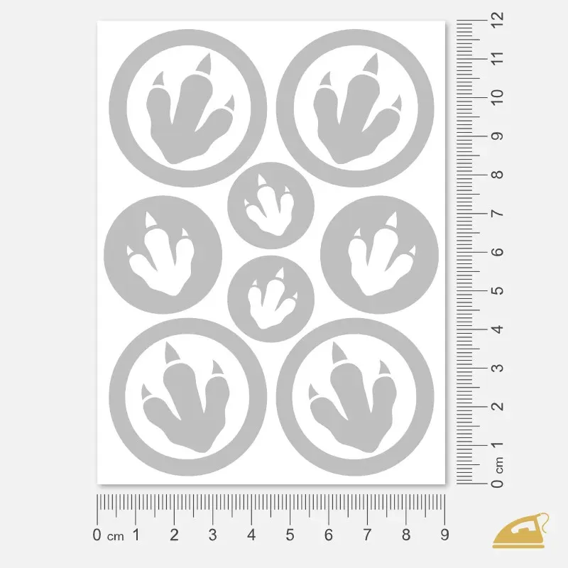 Reflexní nažehlovačky Dinosauří stopy – snadné nažehlení.