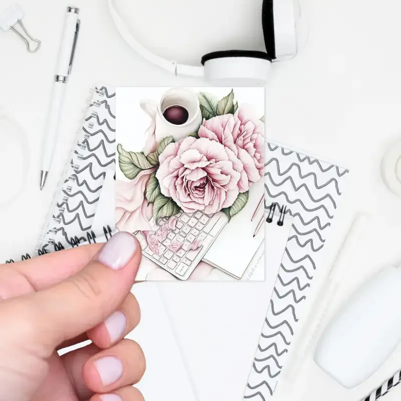 Romanticka samolepka do diáře s růžemi.