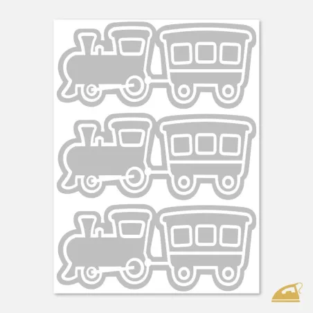 Reflexní nažehlovačky Veselé mašinky – sada 3 lokomotiv s vagóny.