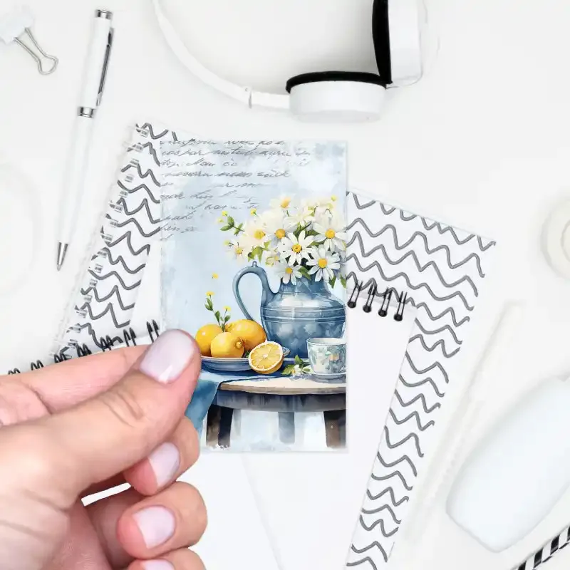 Samolepky do diáře Jarní víkend: Dekorativní boxy v modré a žluté.