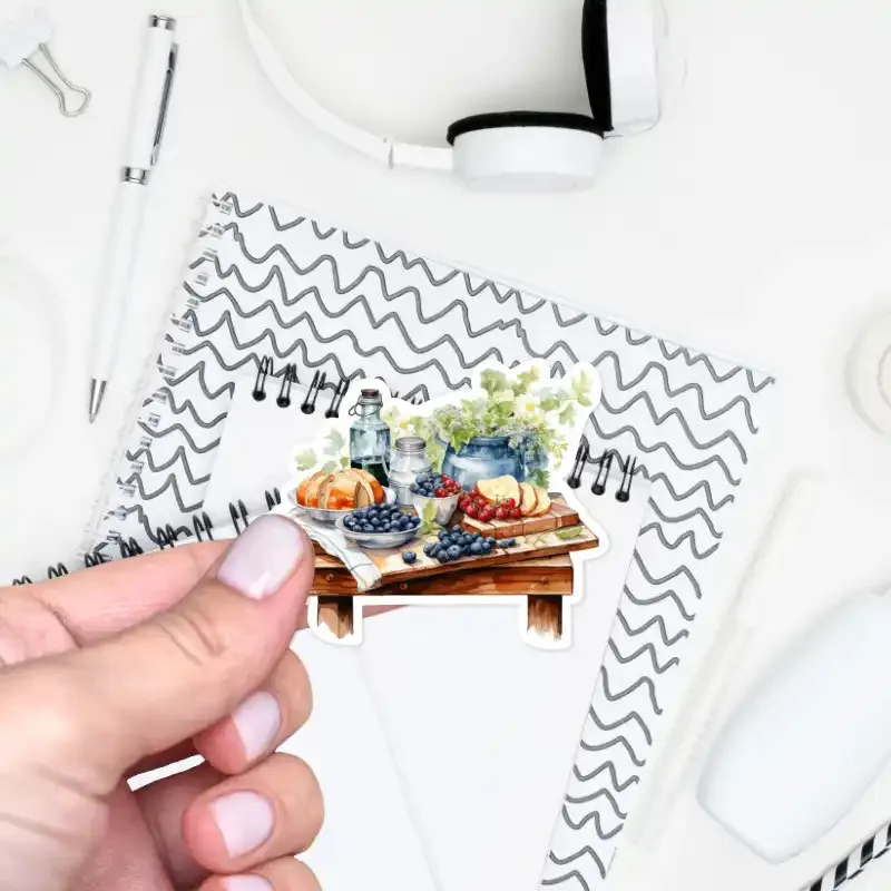 Samolepky do diáře Jarní víkend: zátiší s prostřeným stolem.