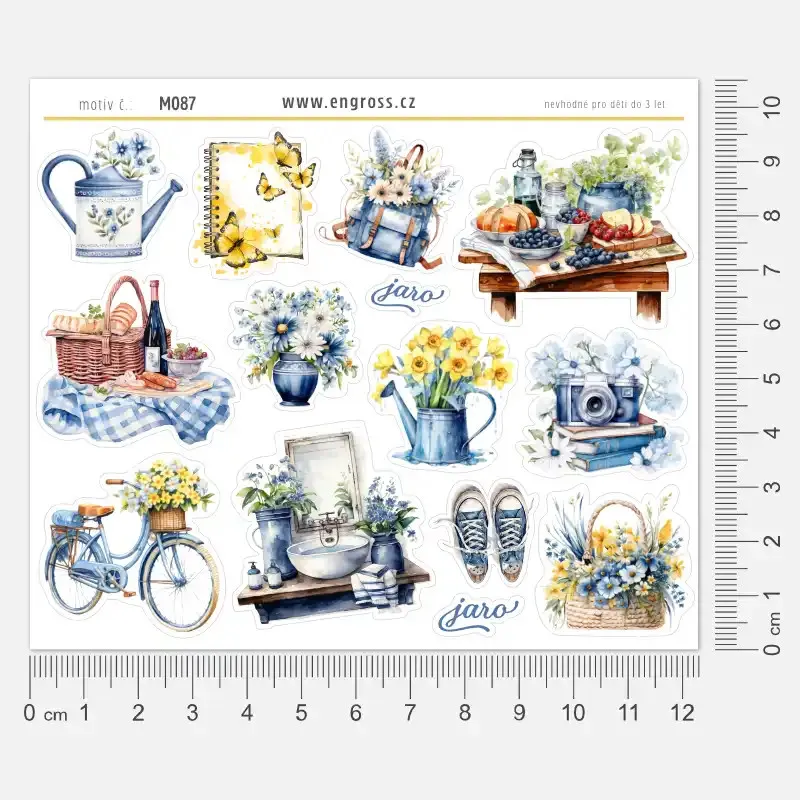 Samolepky do diáře Jarní víkend: Denim & Žlutá scény pro pohodu v diáři.