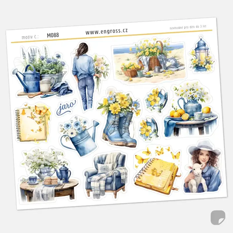 Samolepky do diáře Jarní víkend: Romantické scény a doplňky.