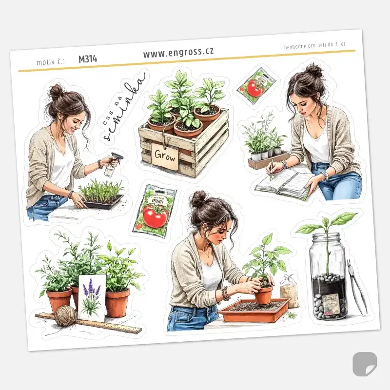 Samolepky do diáře: Předpěstování sazenic – Čas na semínka.