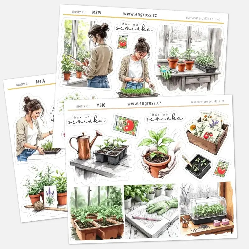 Sada samolepek do diáře: Předpěstování sazenic – Čas na semínka.
