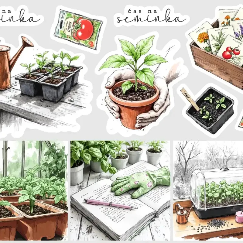 Samolepky do diáře Zahradnický deník - předpěstování sazenic.