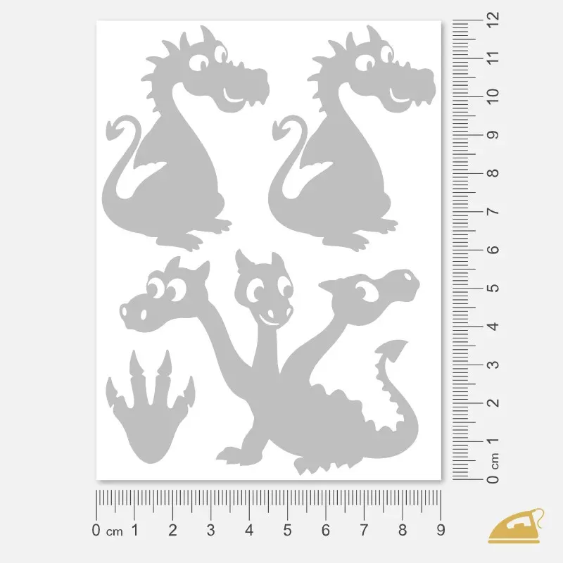 Reflexní nažehlovačky Tříhlavý drak a kamarádi – snadné nažehlení žehličkou.