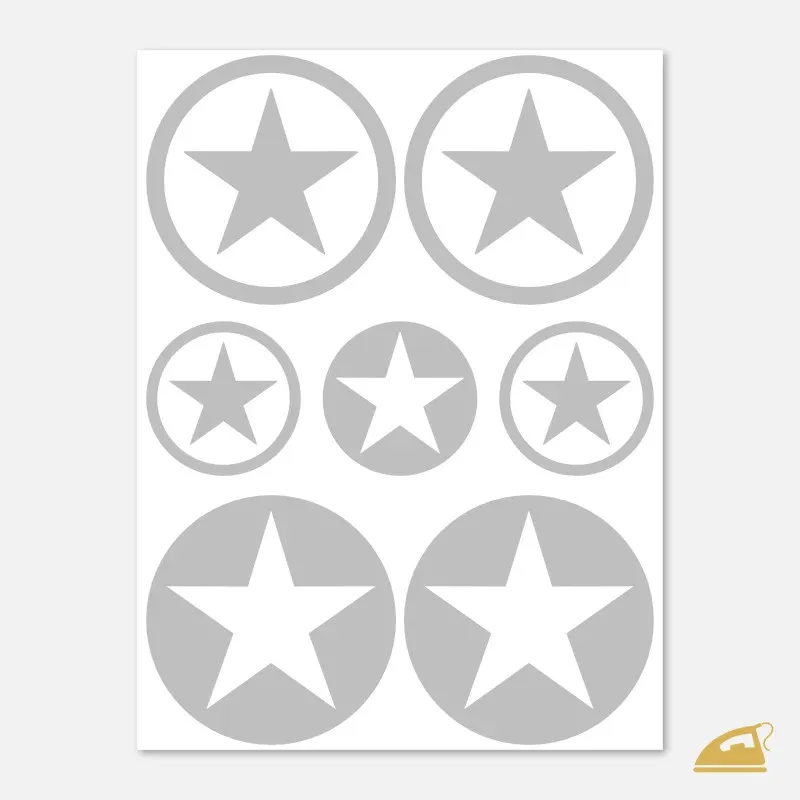 Reflexní nažehlovačky Hvězdy mix velikostí – geometrická sada 7 ks.