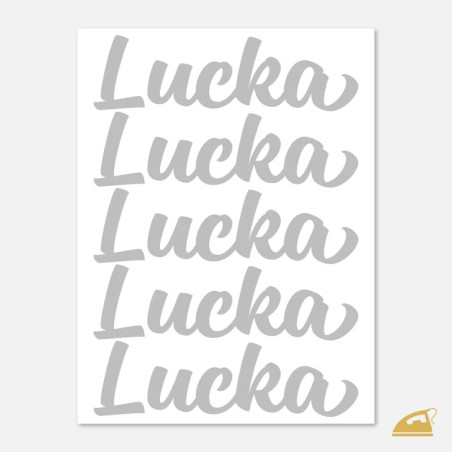 Reflexní nažehlovací jména na přání Styl 6 – elegantní kaligrafické písmo (5 ks).