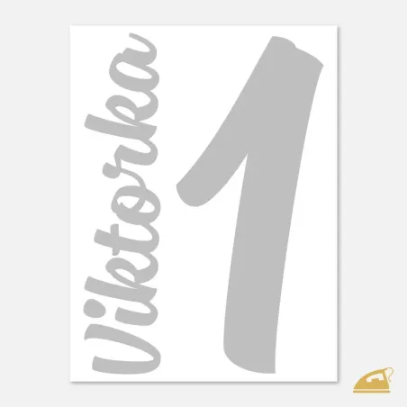 Reflexní nažehlovací jméno na přání s číslicí 1 – narozeninový set k 1. roku.