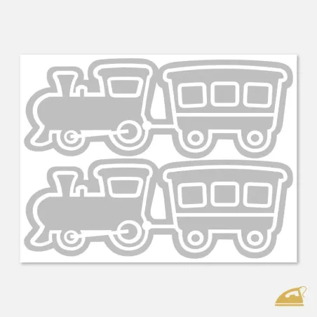 Reflexní nažehlovačka Lokomotiva a vagón – velká sada 2 ks pro děti.