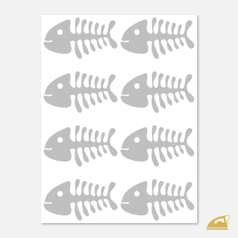 Reflexní nažehlovačky Rybí kostry (Fishbones) – cool sada 8 ks.