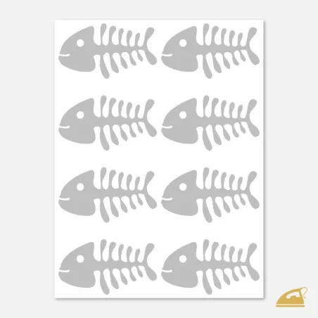 Reflexní nažehlovačky Rybí kostry (Fishbones) – cool sada 8 ks.