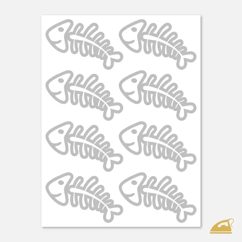 Reflexní nažehlovačky Rybí kostry Outline – sada 8 ks pro rebely.