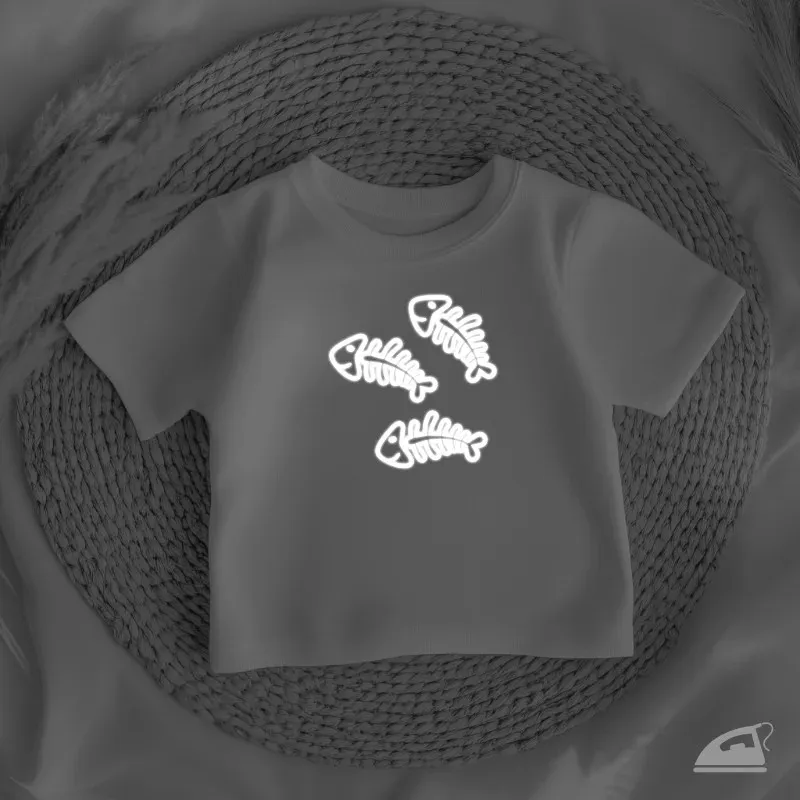 Reflexní nažehlovačky Rybí kostry Outline – sada 8 ks pro zvýšení viditelnosti.