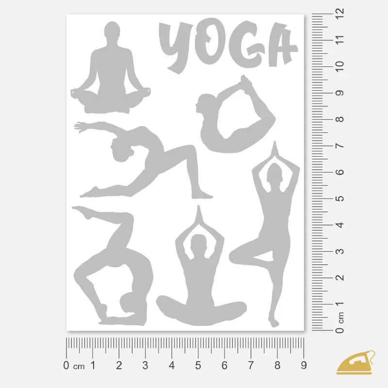 Reflexní nažehlovačky Jógové pozice – snadné nažehlení žehličkou.