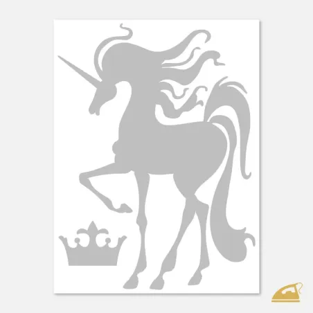 Reflexní nažehlovačka Vznešený jednorožec a koruna – velká bezpečnostní sada.