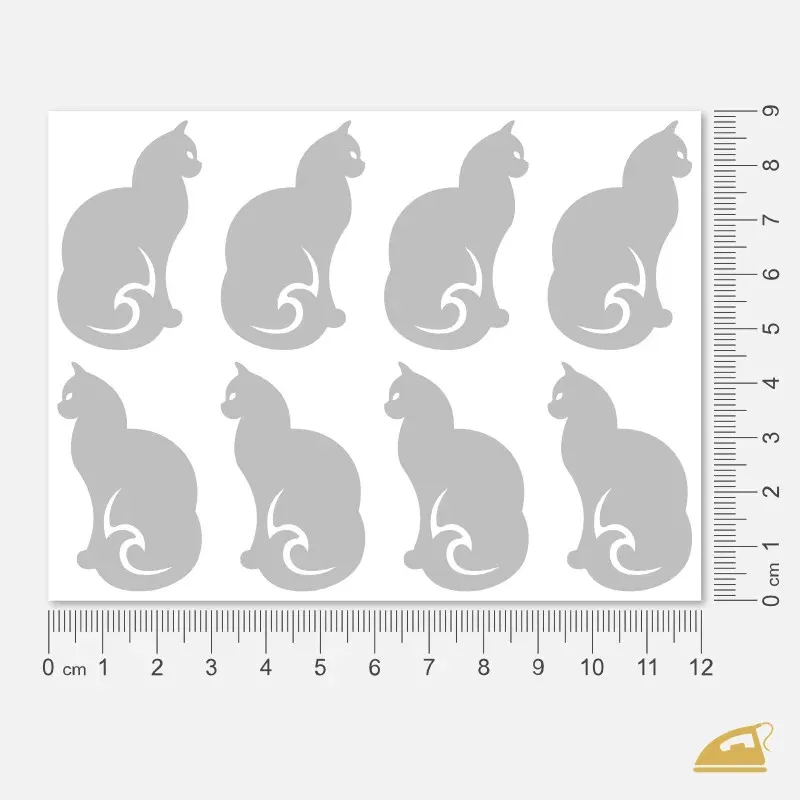 Reflexní nažehlovačky Sedící kočky – snadné nažehlení žehličkou.