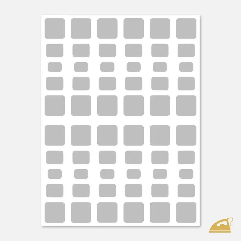 Reflexní nažehlovací čtverečky a obdélníky – diskrétní bezpečnostní sada (12 řad).