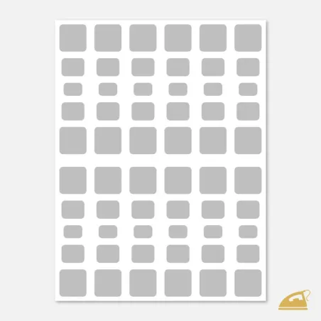 Reflexní nažehlovací čtverečky a obdélníky – diskrétní bezpečnostní sada (12 řad).