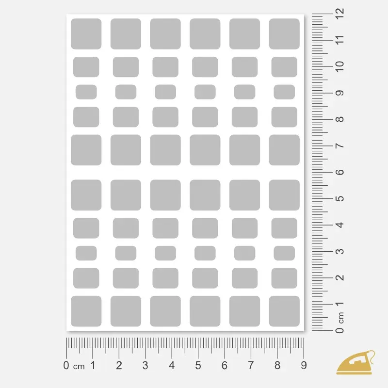 Reflexní nažehlovací čtverečky a obdélníky – snadné nažehlení žehličkou.