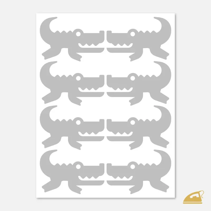 Reflexní nažehlovačky Krokodýl – sada 8 ks (geometrický styl).