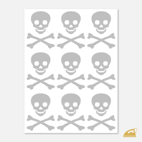 Reflexní nažehlovačky Usměvavá lebka – pirátská sada 9 ks.