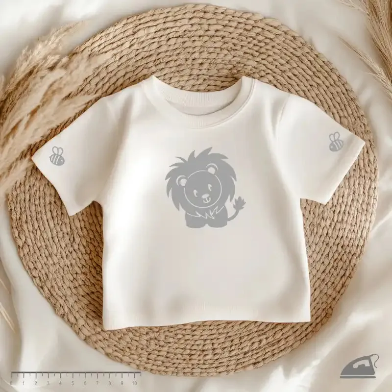 Reflexní nažehlovačka Lvíček a včelky – sada na oblečení pro malé děti.