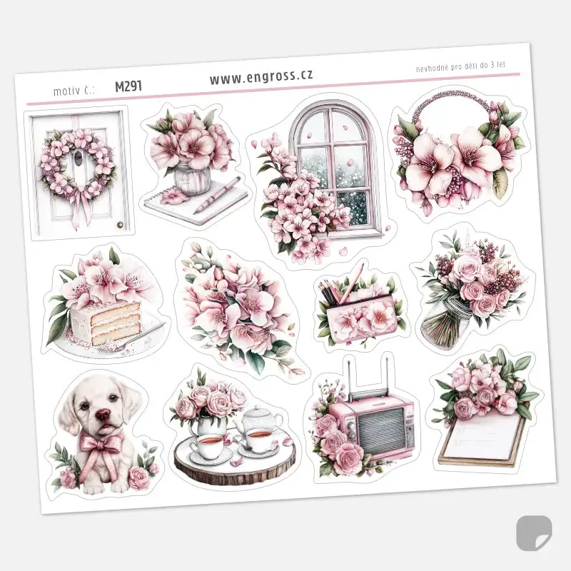 Diářové samolepky domov a růže.