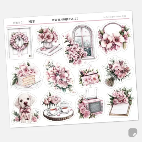 Diářové samolepky domov a růže.