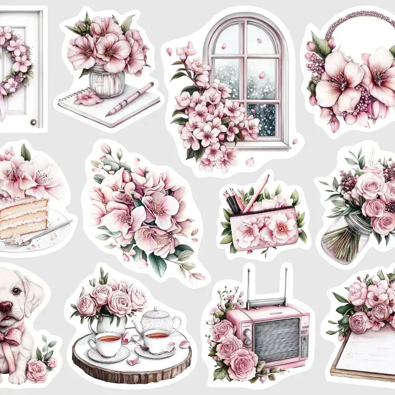 Diářové samolepky domov a růže.