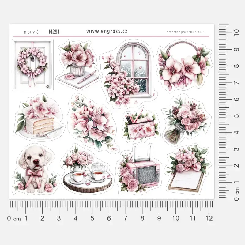 Diářové samolepky domov a růže.