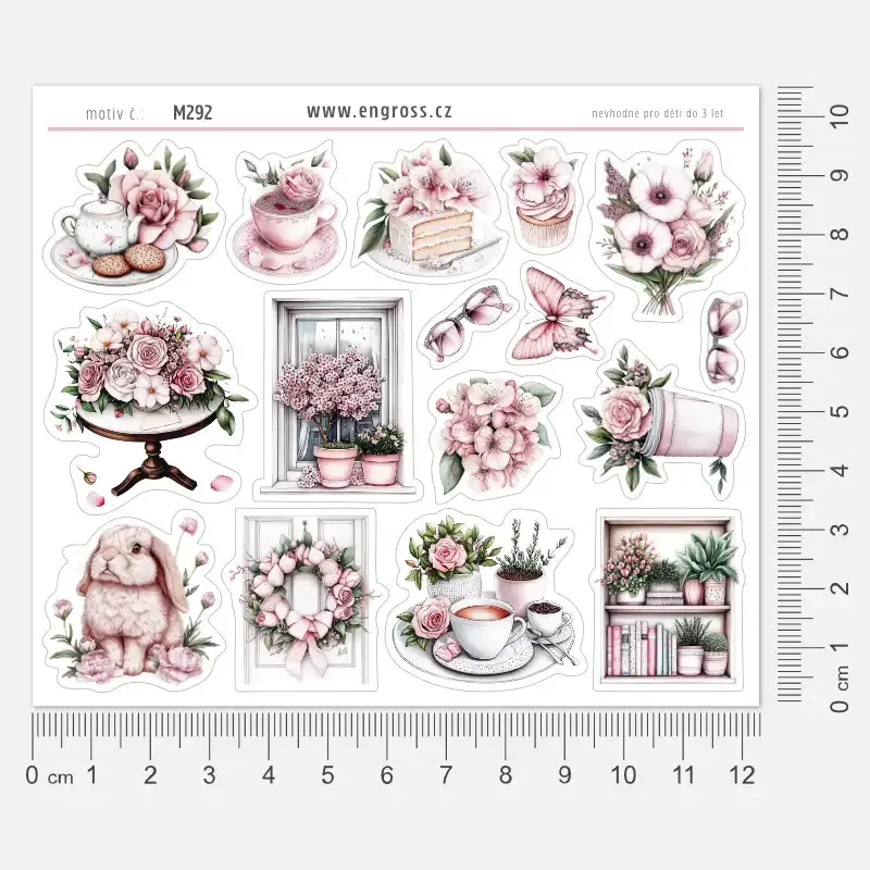 Samolepky do diáře - růže a domov.