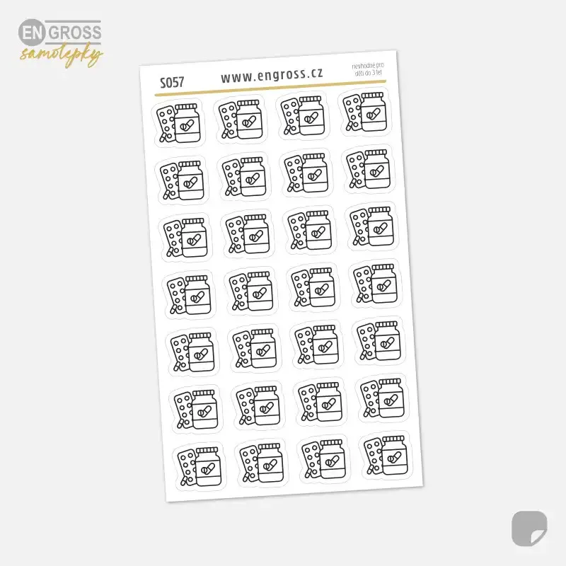 Samolepky do diáře: Léky a zdraví – Mini ikony.