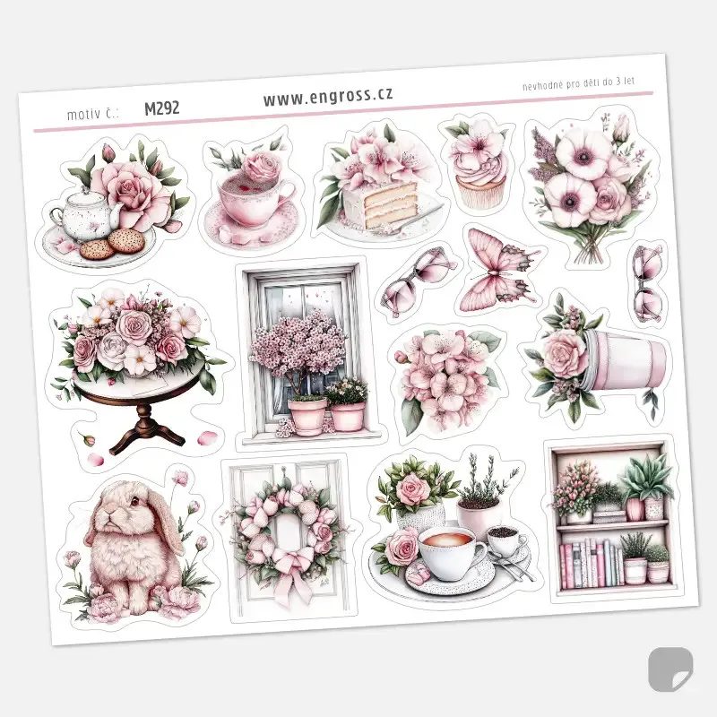 Samolepky do diáře - růže a domov.