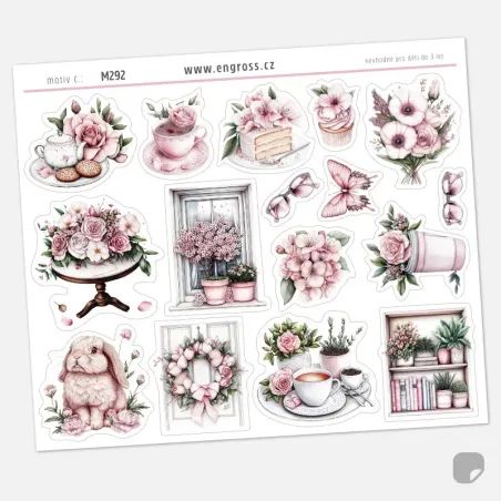 Samolepky do diáře - růže a domov.