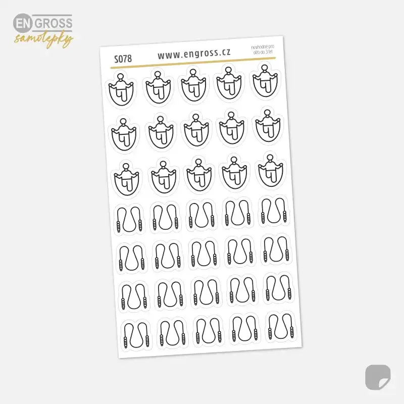 Samolepky do diáře: Švihadlo – Fitness mini ikony.