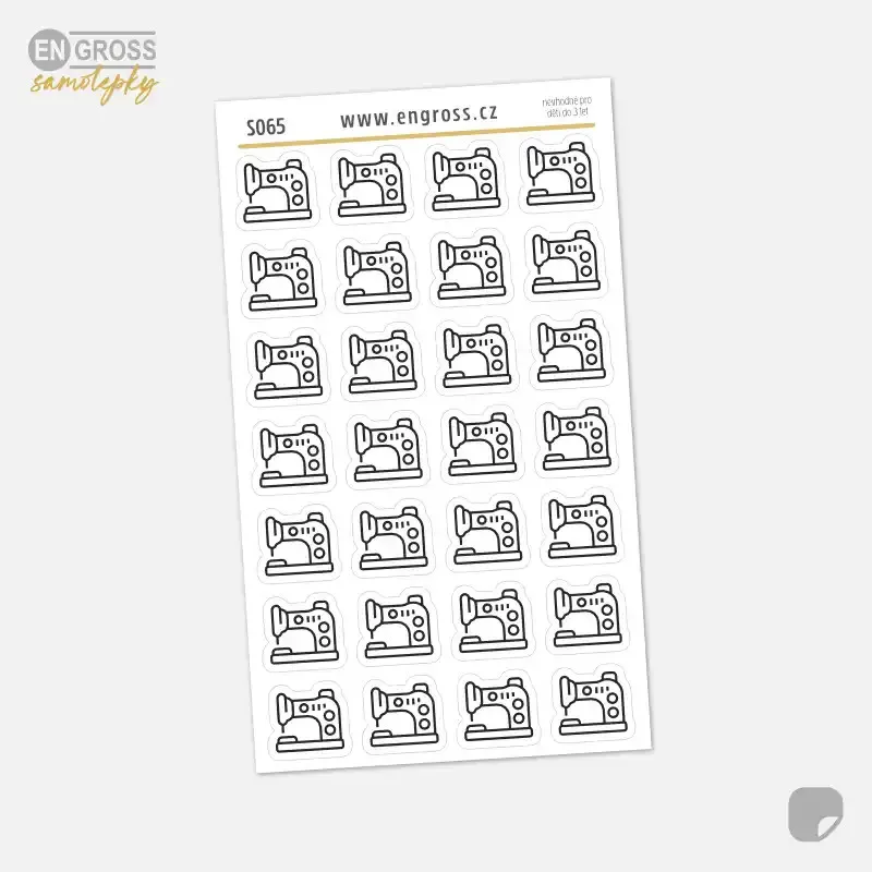 Samolepky do diáře: Šití, šicí stroj – Mini ikony.