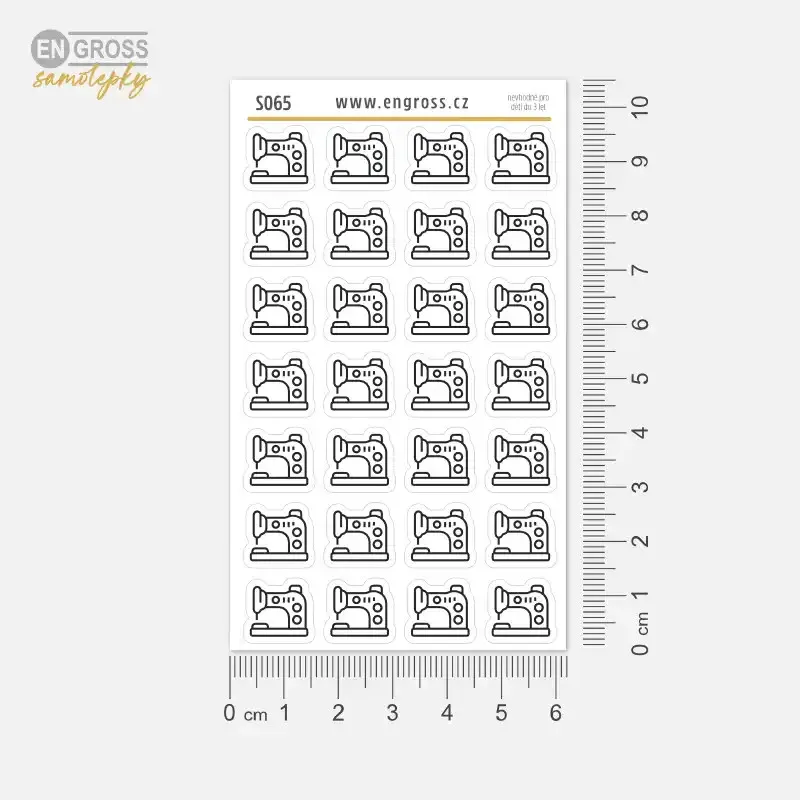 Samolepky do diáře: Šití – Mini ikony s šicím strojem.