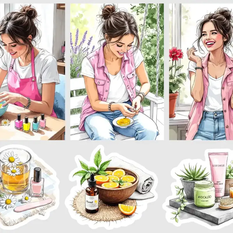 Samolepky do diáře: Péče o ruce a manikúra – Samolepky do dámských diářů.