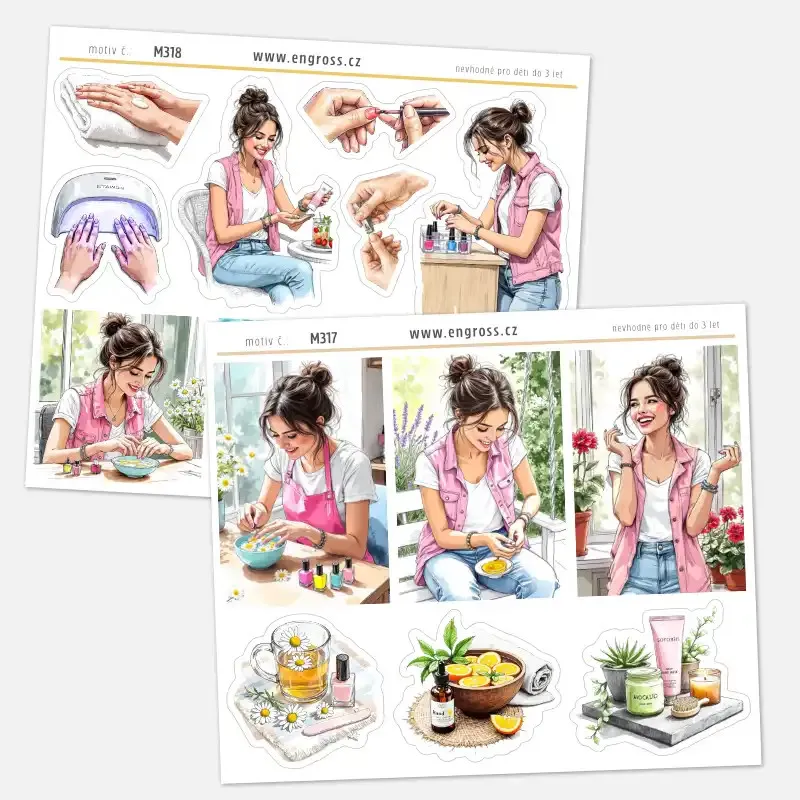 Samolepky do diáře: sada nálepek Péče o ruce a manikúra.