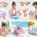 Samolepky do diáře: Moje manikúra – Oblíbený styl do dámských diářů.