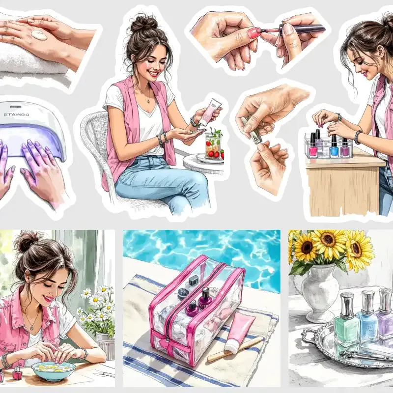 Samolepky do diáře: Moje manikúra – Oblíbený styl do dámských diářů.