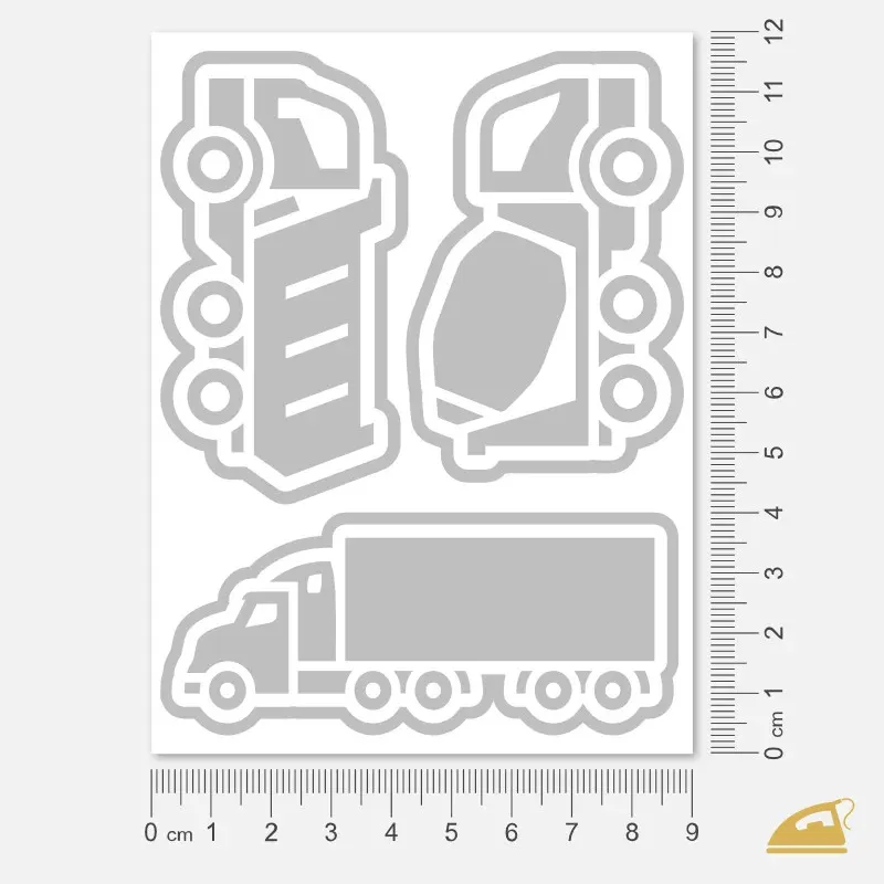 Reflexní nažehlovací potisk - nákladní auto, kamion a mix na beton - snadné nažehlení žehličkou.