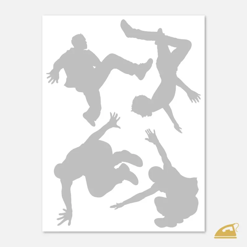 Reflexní nažehlovačky Parkour – akční sada 4 postav pro teenagery.