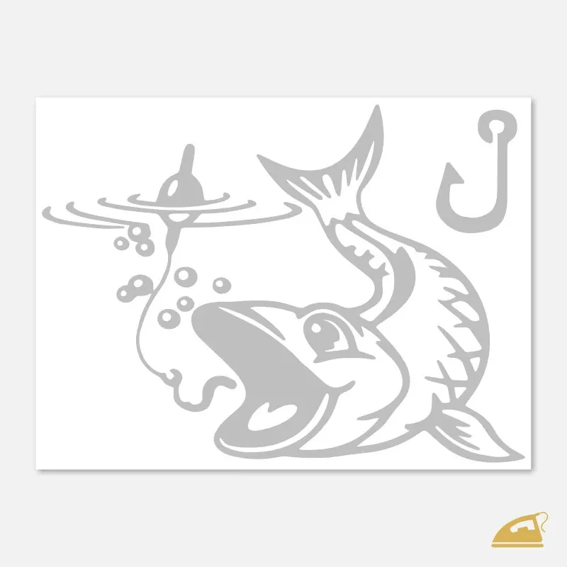 Reflexní nažehlovačka Rybaření – velká ryba a háček (set pro rybáře).