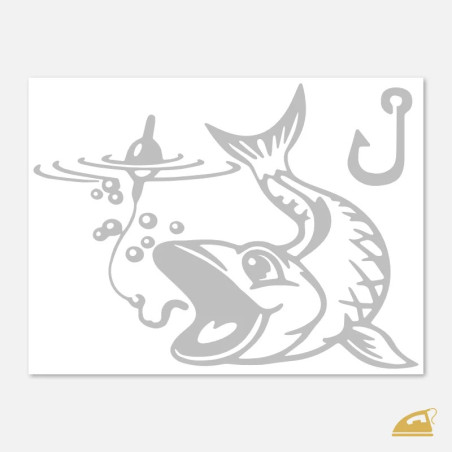 Reflexní nažehlovačka Rybaření – velká ryba a háček (set pro rybáře).